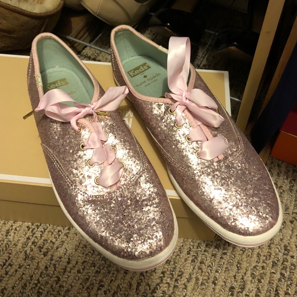 Kate Spade pink glitter sneakers! Brand New!